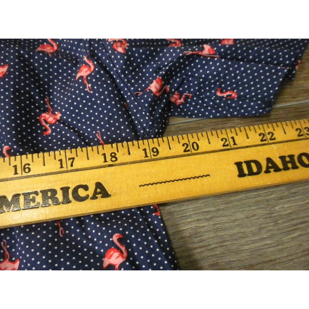 Molokai Surf Co Shirt Mens M Blue Polka Dot Pink Flamingo AOP Dotted Flamingo - Picture 5 of 8